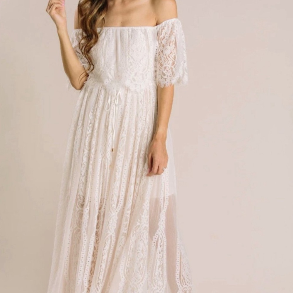 NEW Morning Lavender Lace Off Shoulder Dress